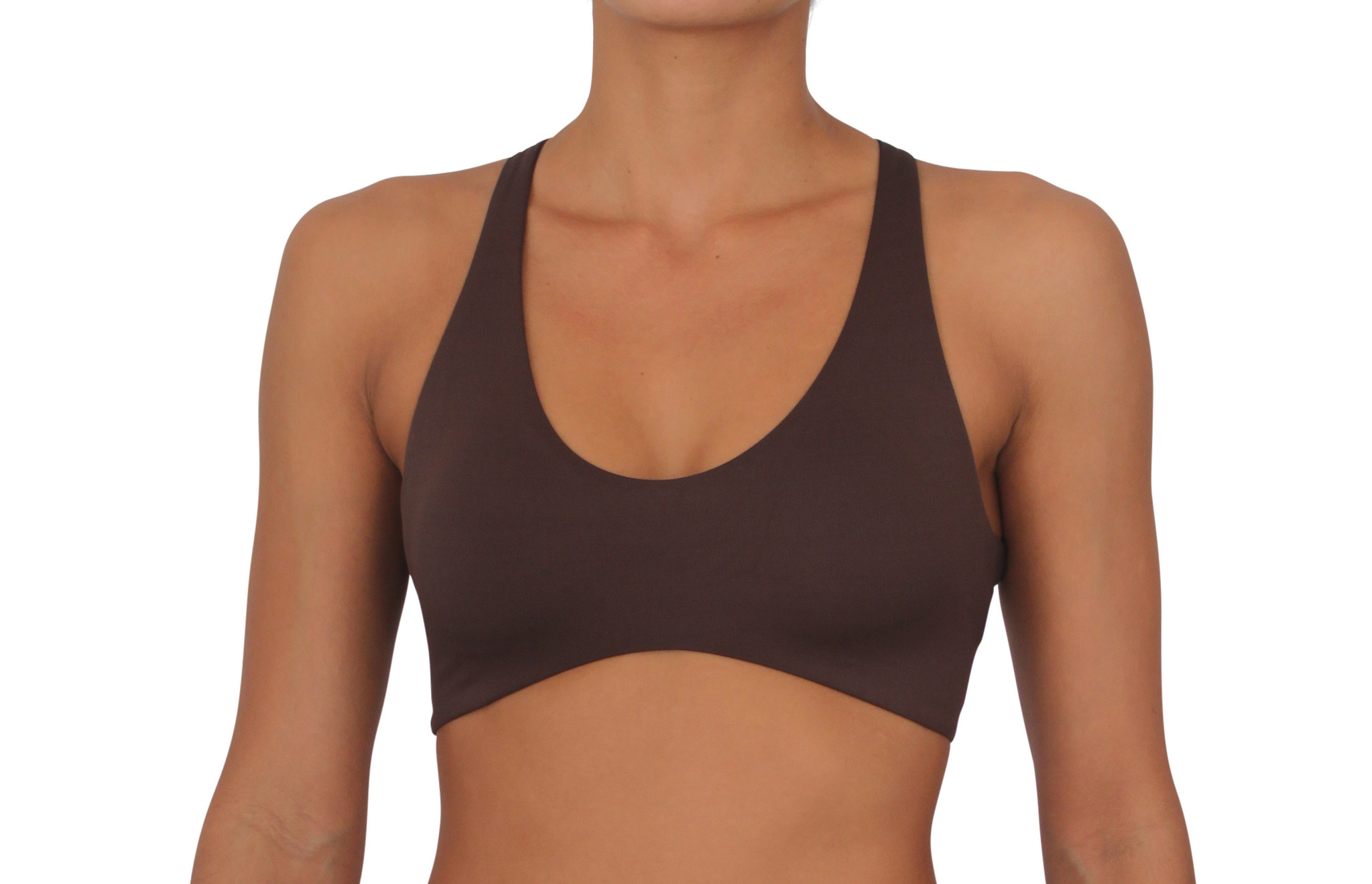 Pualani Reversible Fitness Surf Top Chocolate Solid