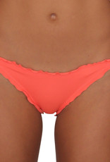 Pualani Skimpy Scrunch Tie Side Coral Solid