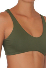 Pualani Reversible Fitness Surf Top Olive Solid