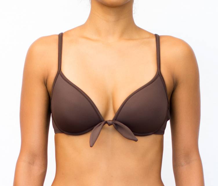 Pualani Underwire Removable Bow Chocolate Solid