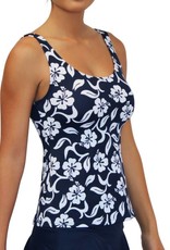 Pualani Scoop Tankini Hibiscus Navy