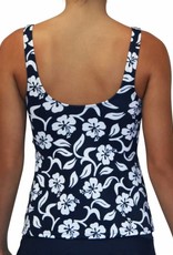 Pualani Scoop Tankini Hibiscus Navy