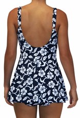 Pualani Tank Dress One Piece Hibiscus Navy