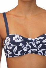Pualani Soft Cup Bandeau Hibiscus Navy