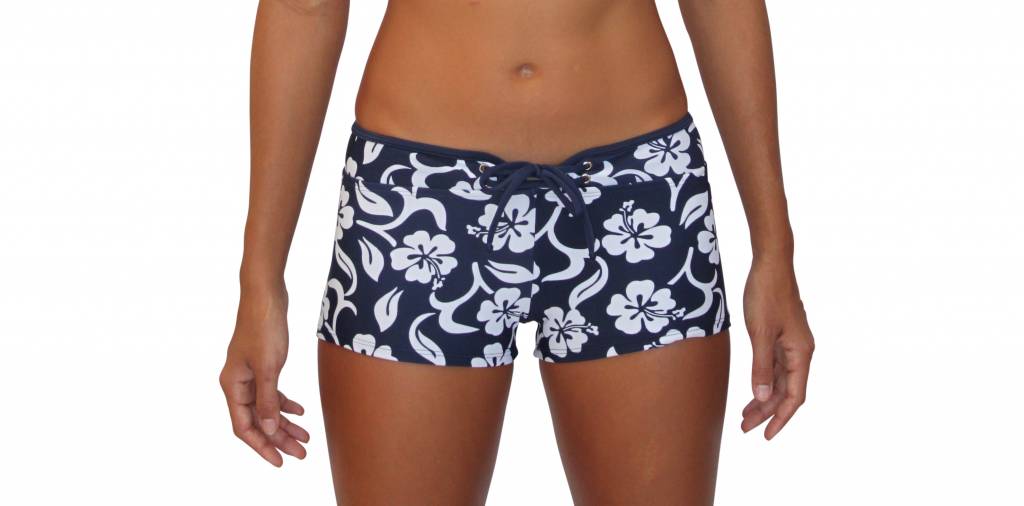 Pualani Hot Pant Hibiscus Navy