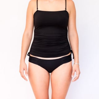 SOLID Bandeau Tankini Top - Black