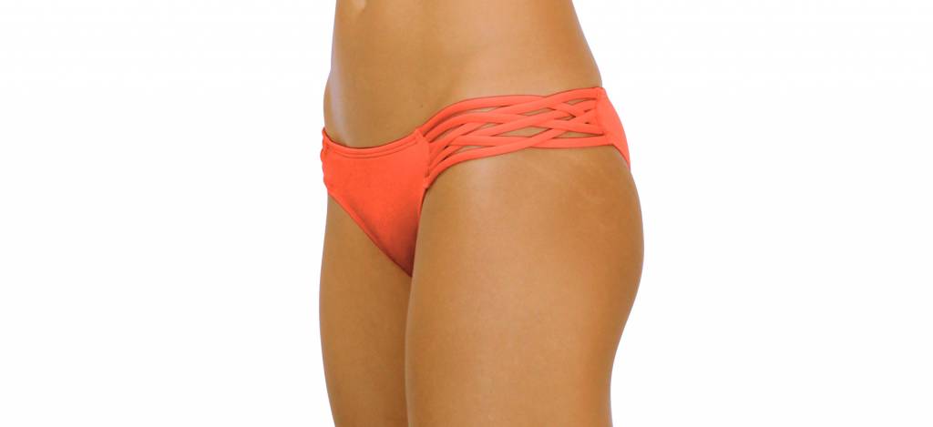 Pualani Skimpy Love With Braided Sides Coral Solid