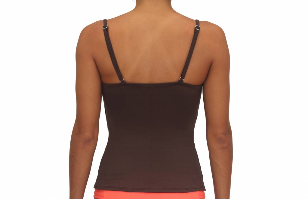 Women's V-Front Tankini Chocolate Solid - Pualani Hawaii