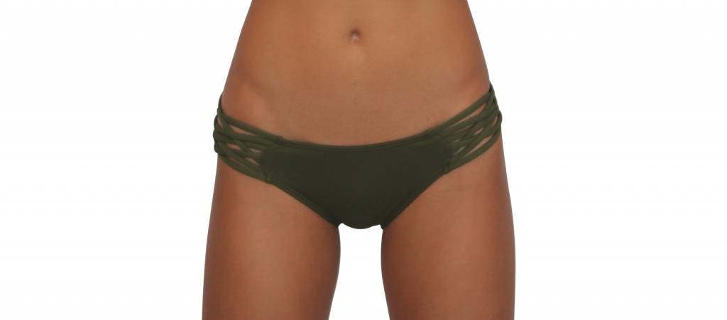 Pualani Scoop With Side Strings Olive Solid