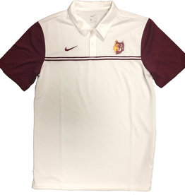 Nike White Polo with Maroon Striped Chest Wolfhead