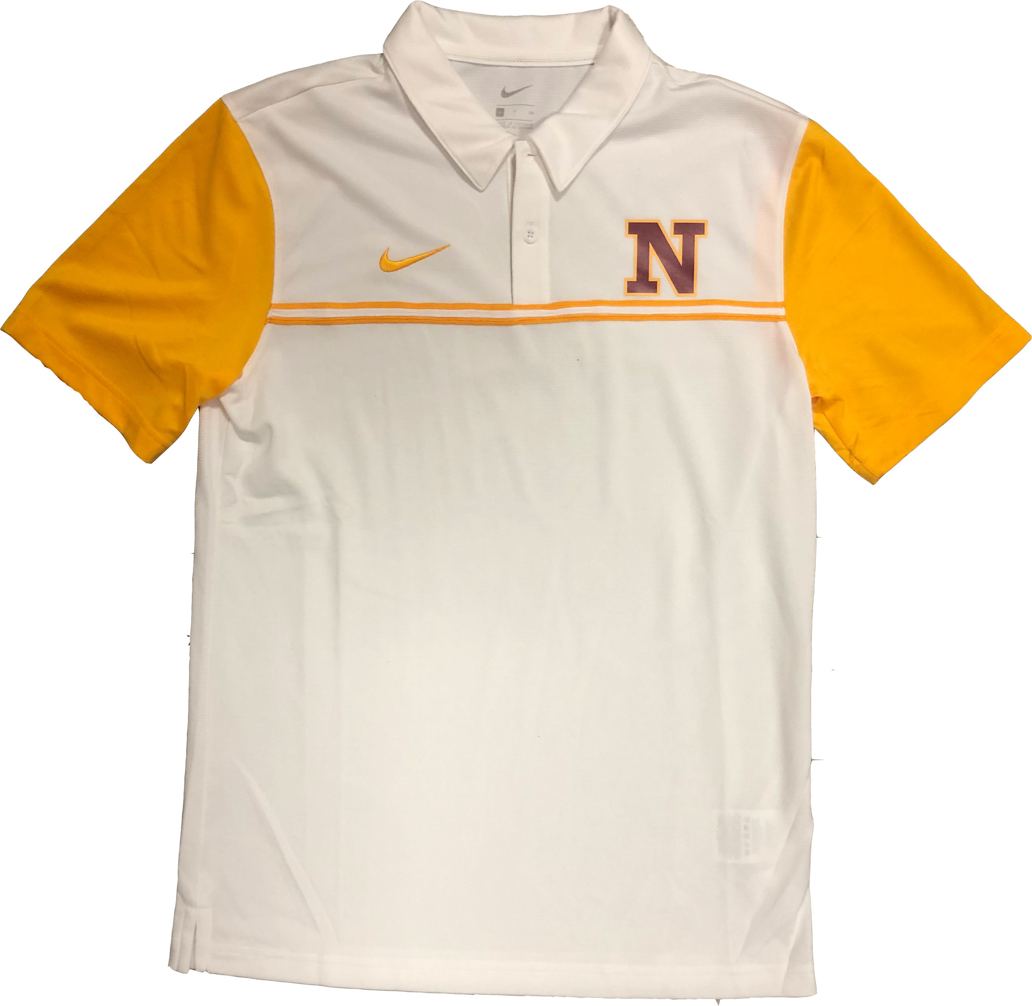 Nike White Polo With Gold Striped Chest "N"