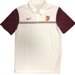 Nike White Polo with Maroon Striped Chest Wolfhead