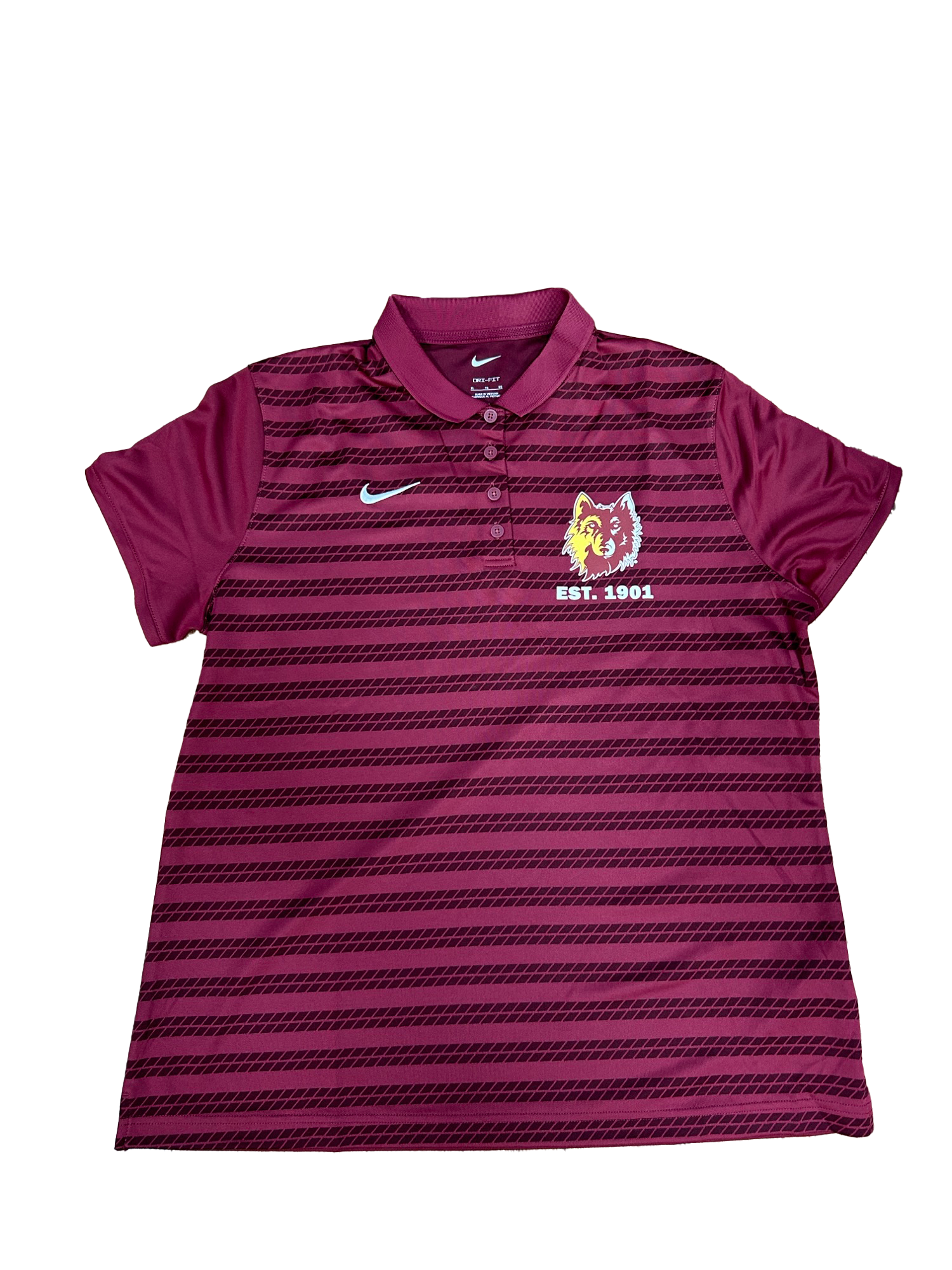 Nike Maroon Women's Wolfhead Striped Polo