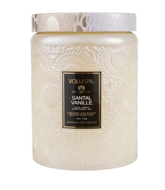 Voluspa Santal Vanille Large Embossed Jar Candle