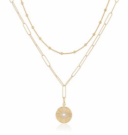 Double Layer Vintage Coin Necklace Gold