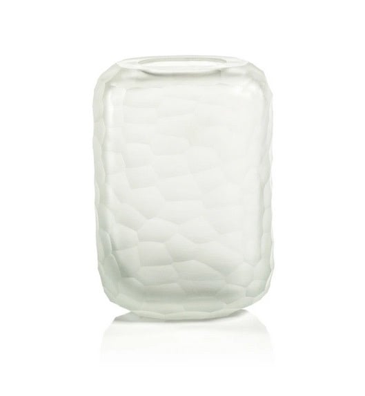 Hammered Frosted Glass Vase Clear - Large