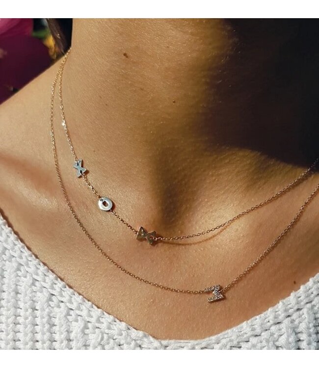 Diamond Side Initial Necklace 14kt/Diamond