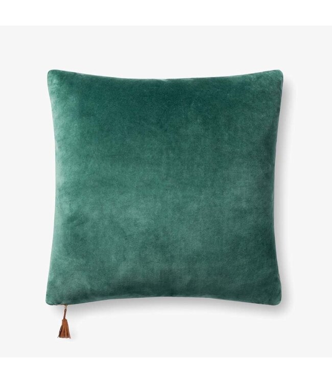Velvet Pillow w/ Tassel Emerald/Amber 22 x 22