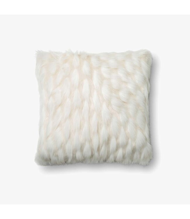 Loloi Rugs Shag Pillow White 22 x 22