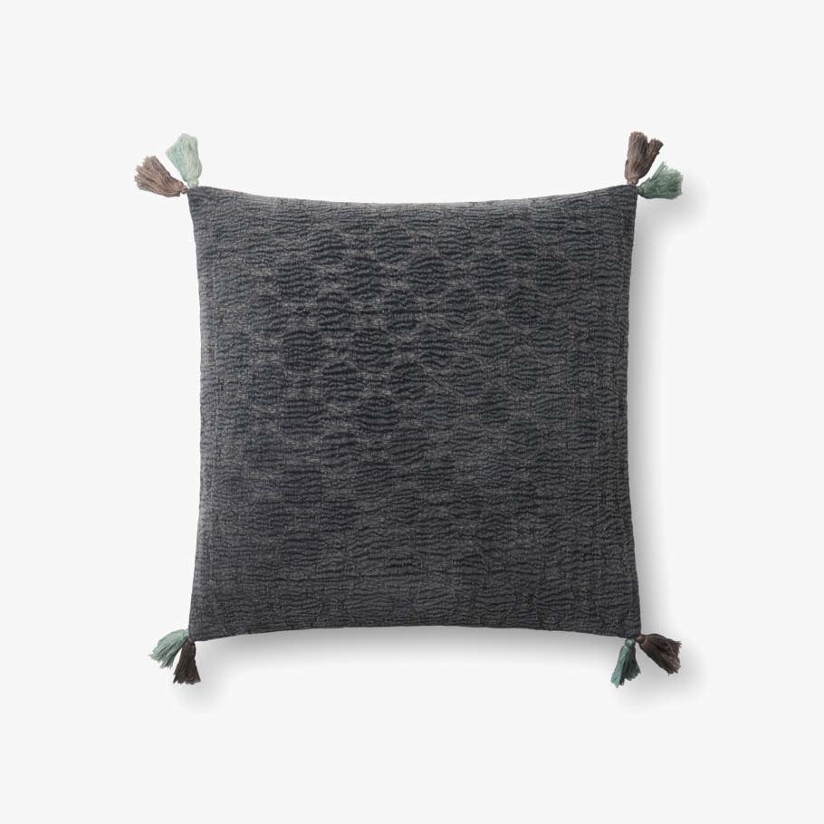 Four Corners Tassel Pillow Charcoal 18 x 18