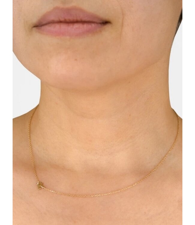 Single Diamond Initial Necklace 14kt