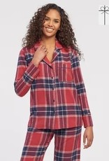 Tribal Flannel Pajama Top  Cranberry