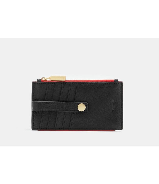 Hammitt 210 West Wallet Black Brushed Gold Red Zip