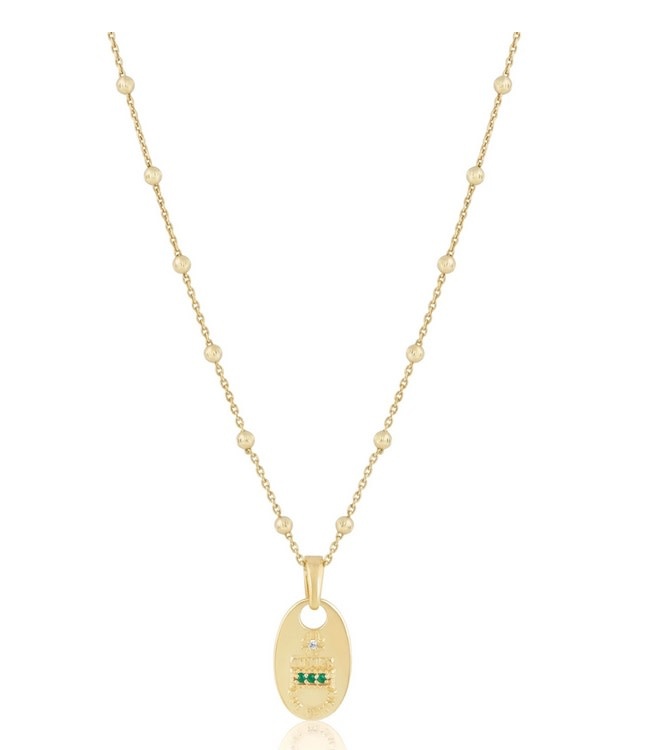 Qu'Heir Que Demain 14" Necklace Emerald/Gold