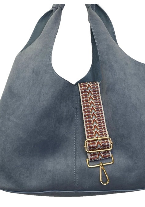 Suede Hobo Tote w/ Pouch