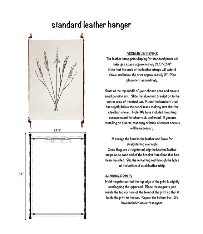 Frameless Havana Leather & Steel Hanger (Grand Format )
