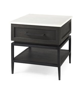 Mercana Divina 1 Drawer Side Table Wood/Marble Top