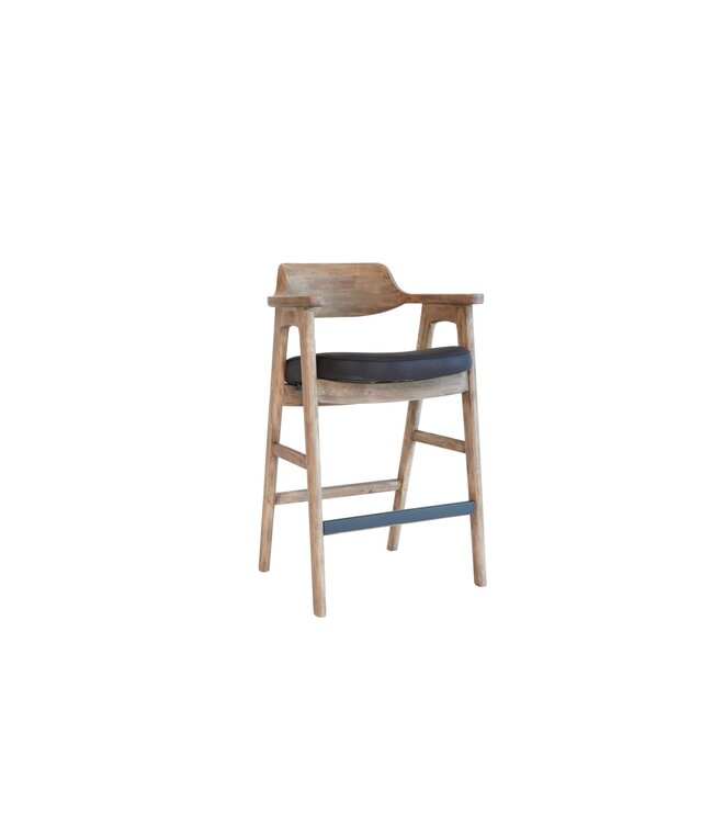 Wagner Bar Stool Natural/Black Faux Leather