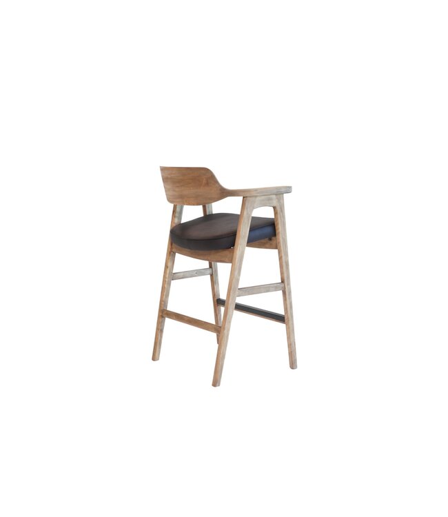 Wagner Bar Stool Natural/Black Faux Leather