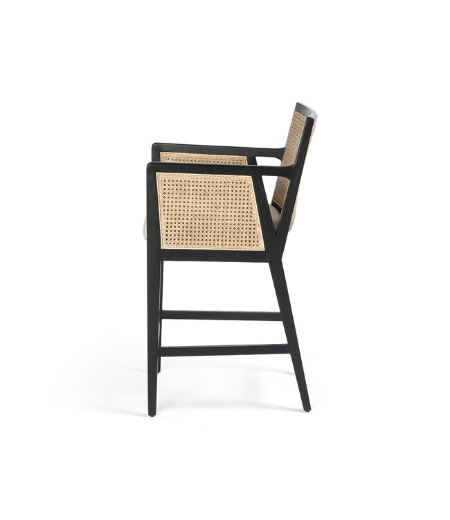 Four Hands Anotonia Cane Counter Stool Brushed Ebony