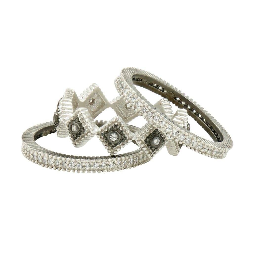Freida Rothman Industrial Finish 3 Stack Rings - Diamond
