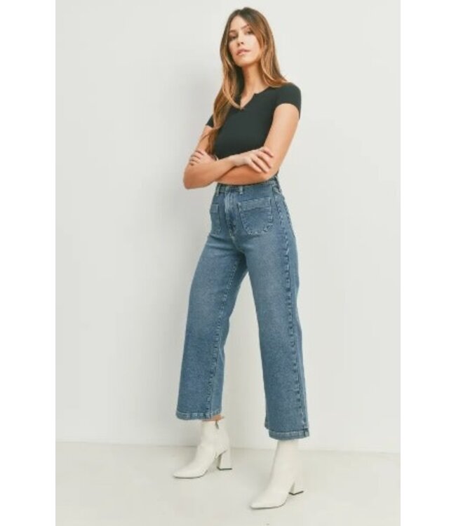 Patch Pocket Wide Leg Jean Med