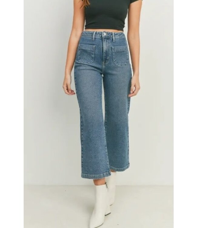 Patch Pocket Wide Leg Jean Med