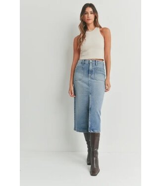 Utility Pocket Midi Skirt Denim