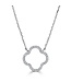 Simply Elegant Boutique Metrica Outline Clover Necklace 14KW-0.10CTW