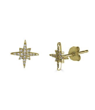 Simply Elegant Boutique North Star Stud Earring - 14KY - 0.10CTW