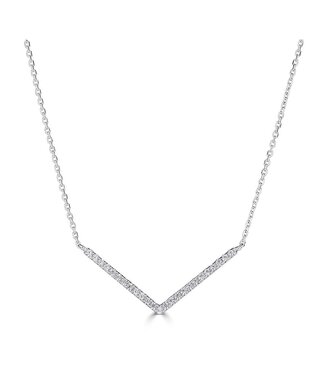 Simply Elegant Boutique Metrica V Shape Necklace - 14KW - 0.13CTW