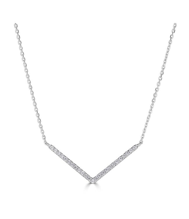 Metrica V Shape Necklace - 14KW - 0.13CTW