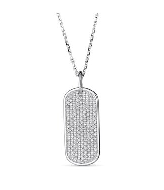 Simply Elegant Boutique Metrica Dog Tag Pendant Necklace 14KW- 0.35CTW