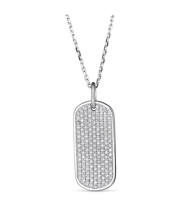Simply Elegant Boutique Metrica Dog Tag Pendant Necklace 14KW- 0.35CTW