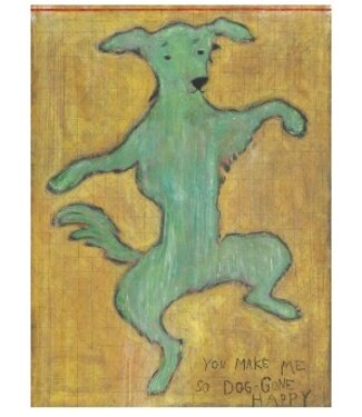 Dancing Dog Art Print on Wood 25 x 36
