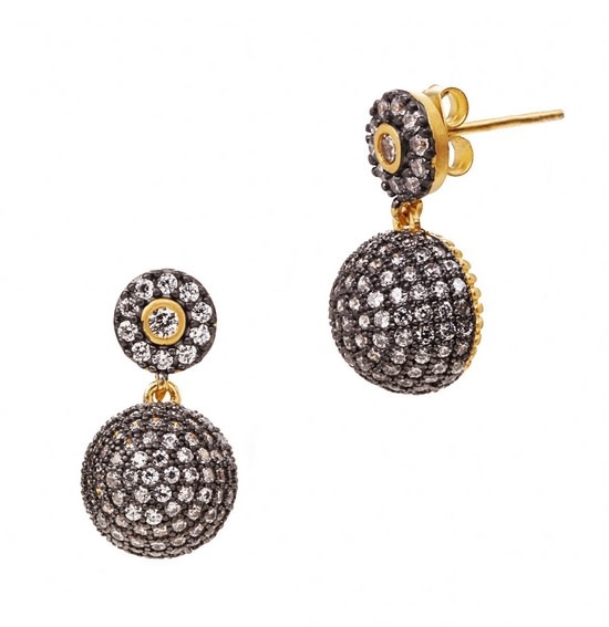 Pave Dome Drop Earrings - Simply Elegant Boutique