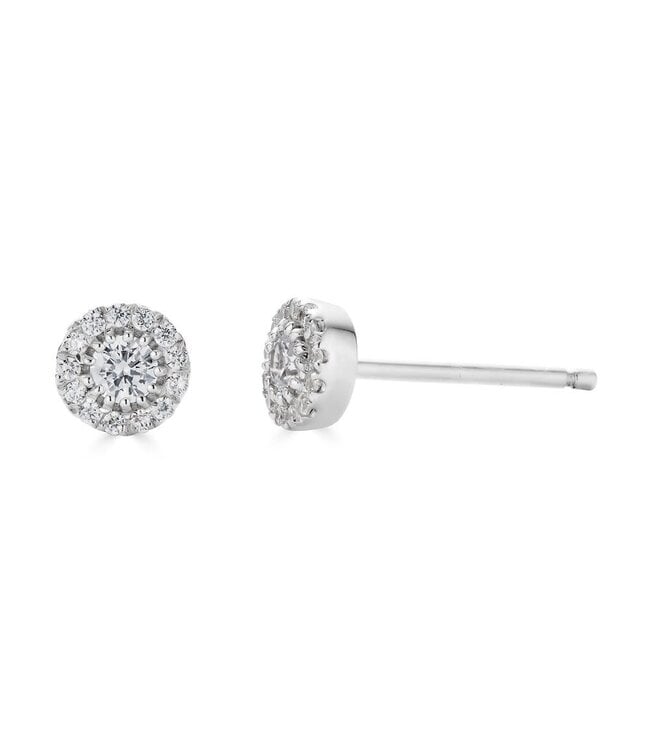 Simply Elegant Boutique Halo Stud Earring 14KW - 0.25CTW