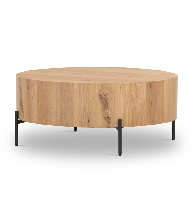 Four Hands Eaton Drum Coffee Table Ligh Oak Resin