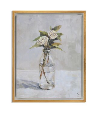 White Garden Rose Canvas 16 x 20