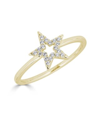 Simply Elegant Boutique Metrica Star Outline Ring - 14KY-0.12CTW